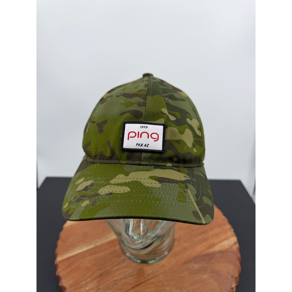 Ping 110 One Ten Flexfit Hat Mens OSFM Green Camo Adjustable Strapback‎ Golf Cap